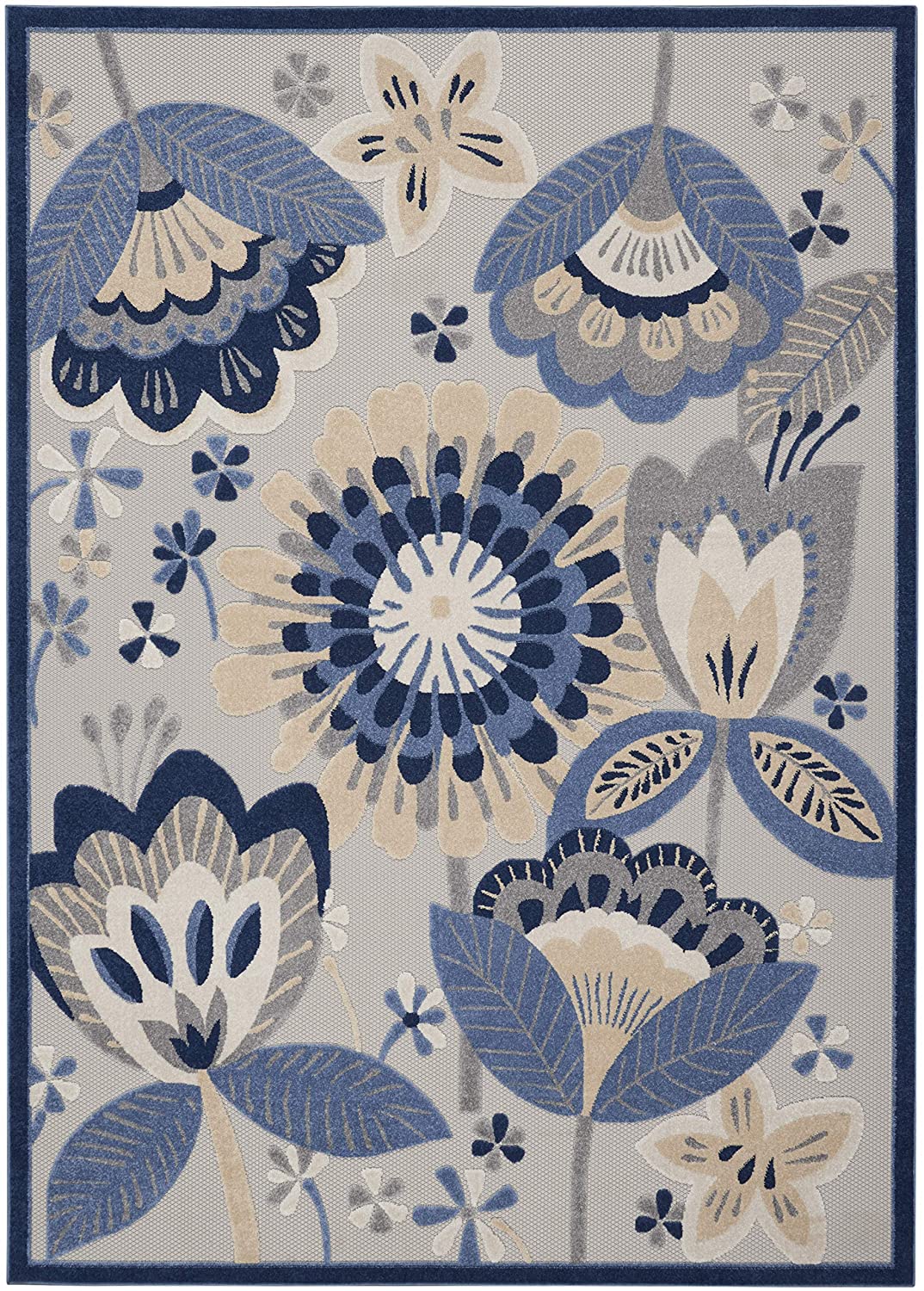 Aloha Farmhouse Indoor Outdoor Blue Grey Area Rug