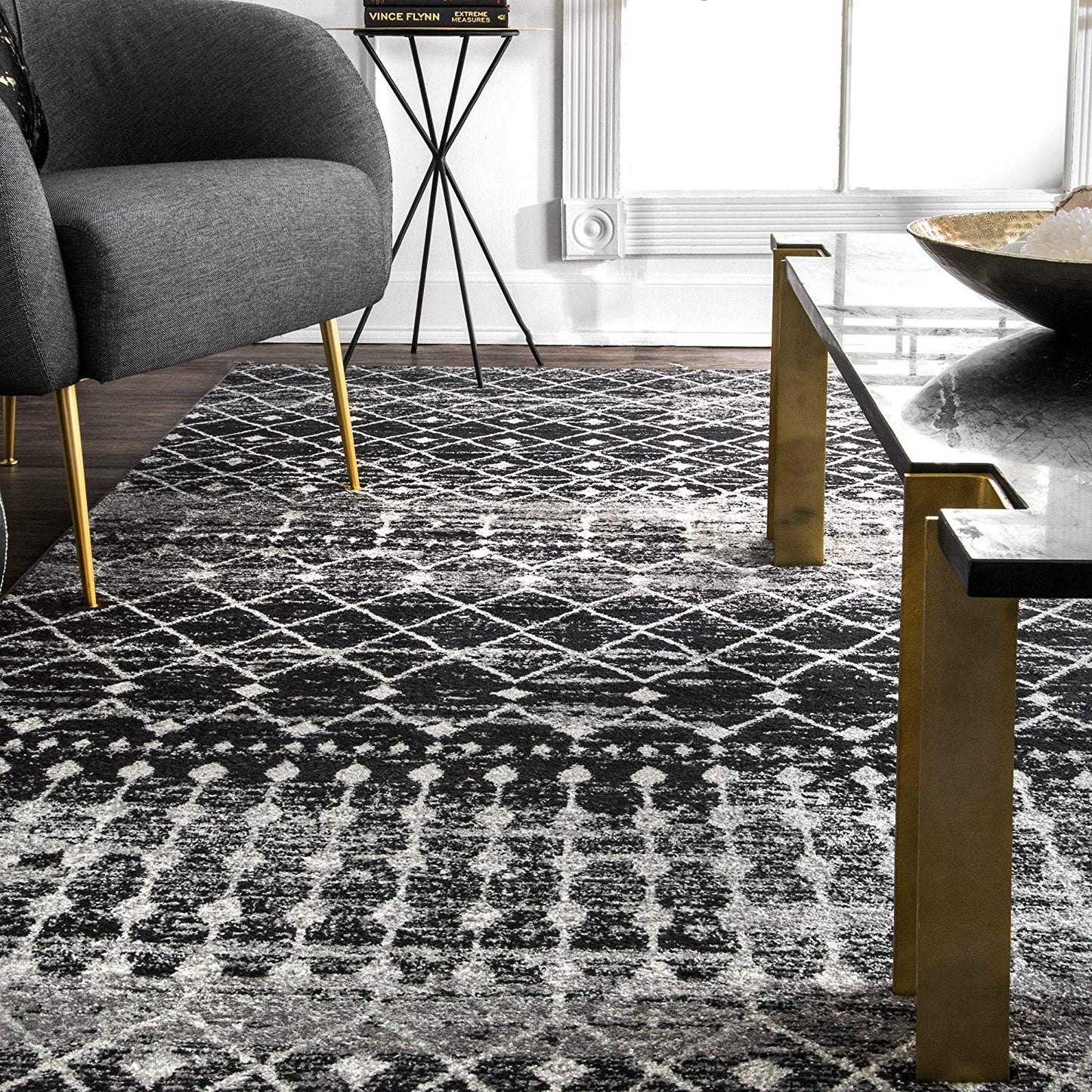 Trellis Black Soft Area Rugs