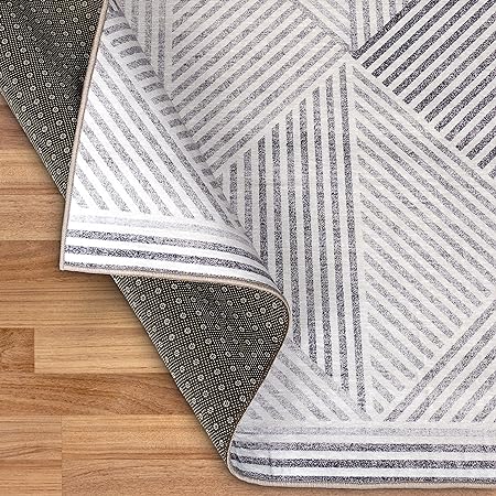 Non-Shed - Eco-Friendly, Machine Washable Rug - Stain Resistant, Made from Premium Recycled Fibers - Abstract Contemporary - Blue, 2'6" x 6'