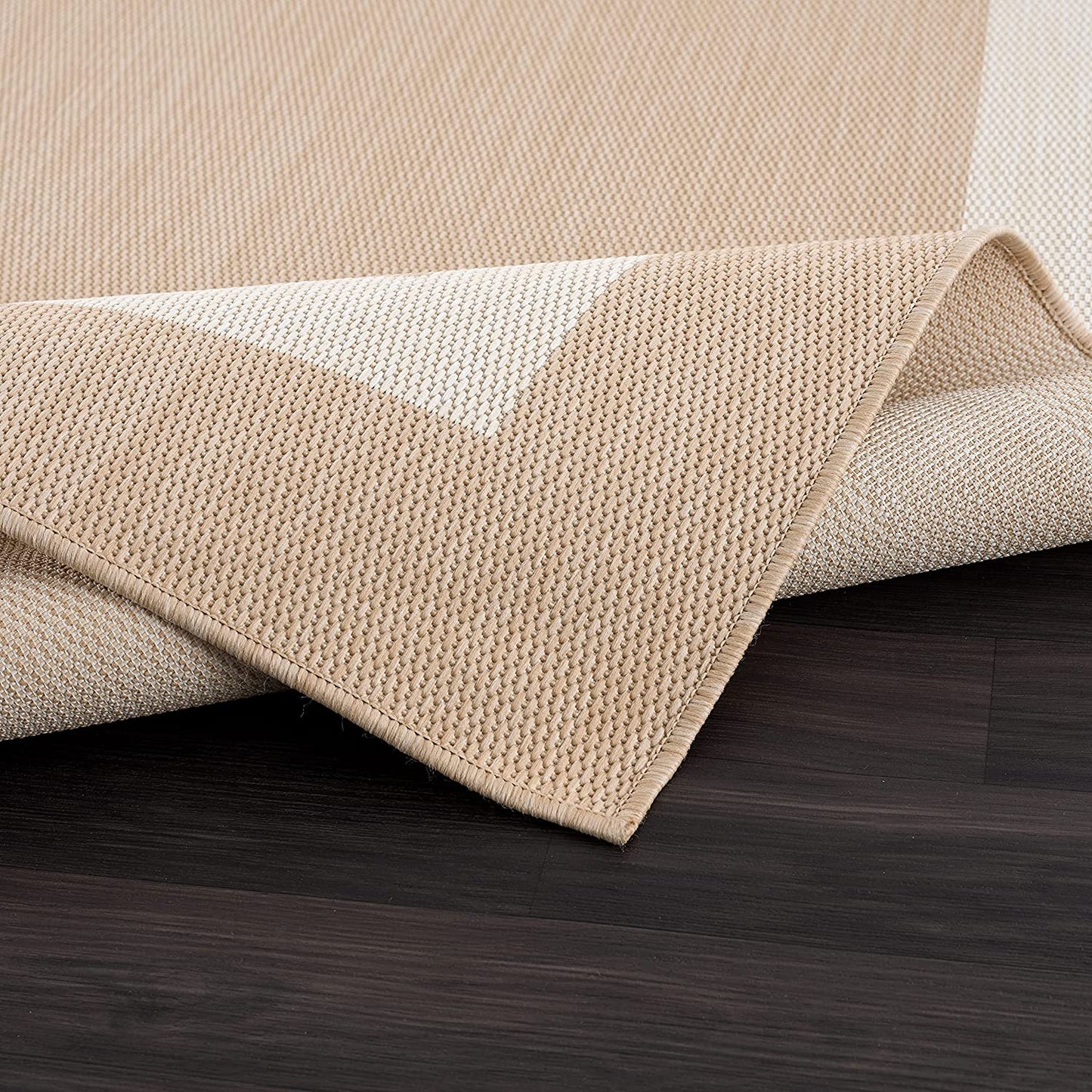 Modern Area Rugs for Indoor Outdoor Bordered Beige / White