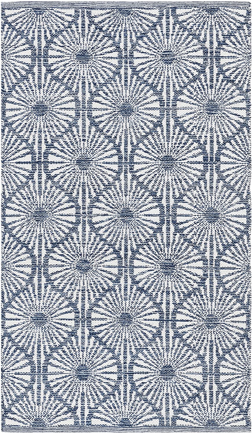 Montauk Collection MTK606H Handmade Cotton Area Rug Aqua / Ivory