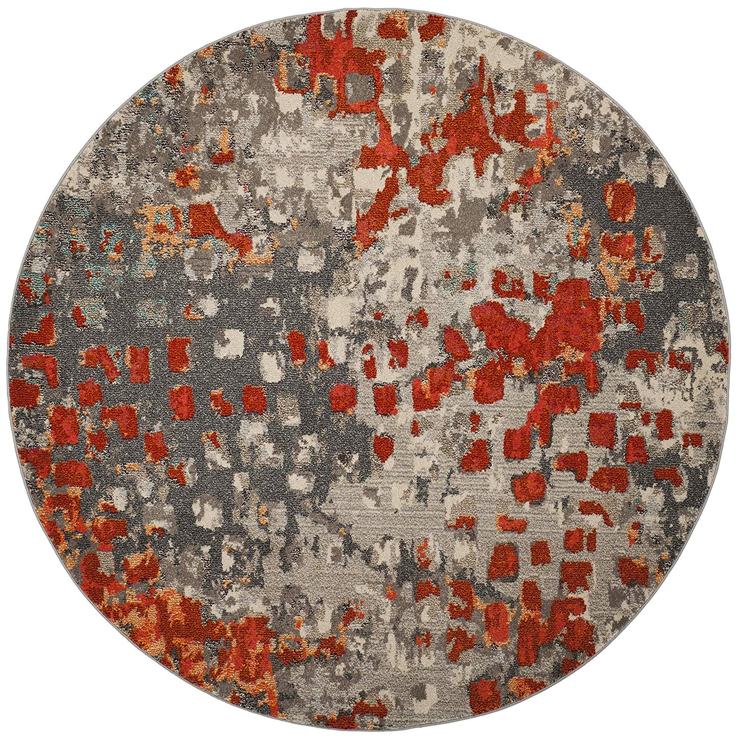 Abstract Grey Orange Soft Area Rug