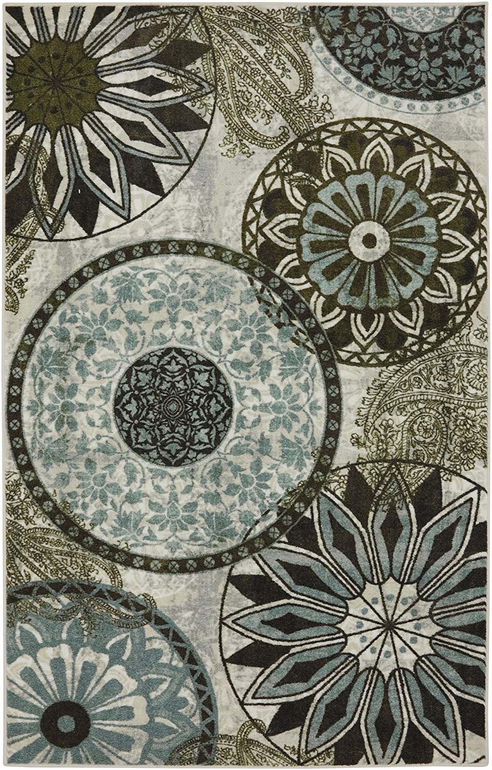 Medallion Area Rugs Blue Brown Light Multi-color