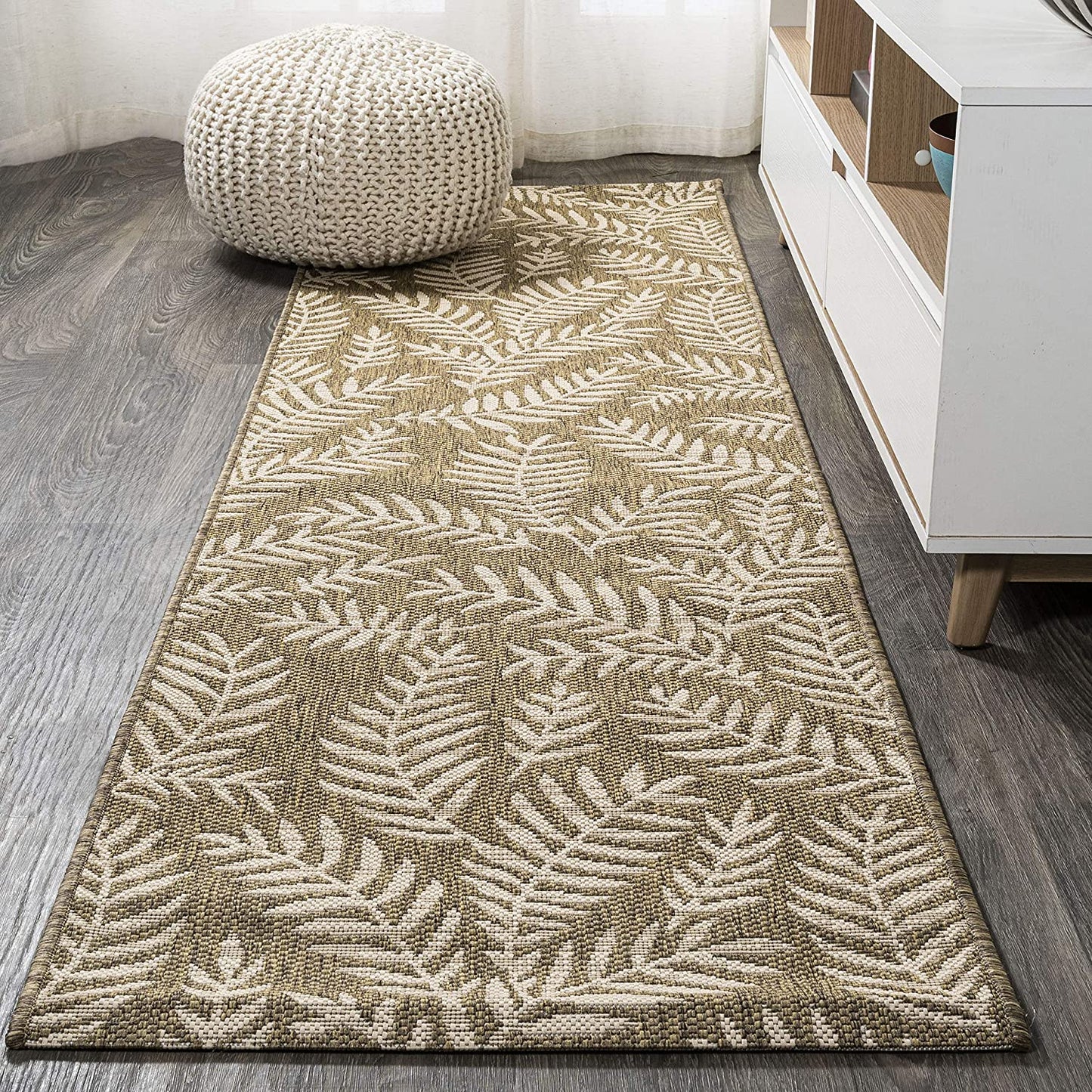 Nevis Palm Frond Indoor/Outdoor Navy/Ivory soft Area Rug