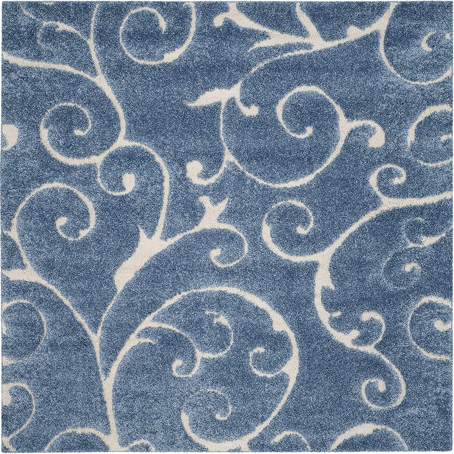 Premium Swirl Thick Plush light Blue/cream Area Shag Rug