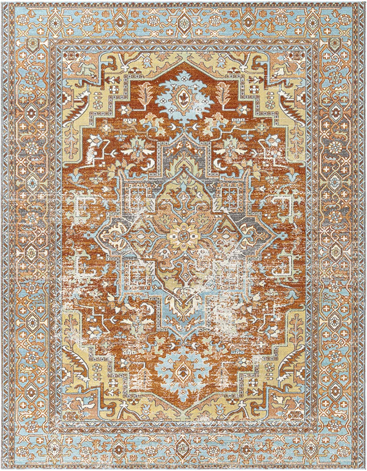 Amaury Indoor/ Outdoor Medallion Area Rug, Burnt Orange