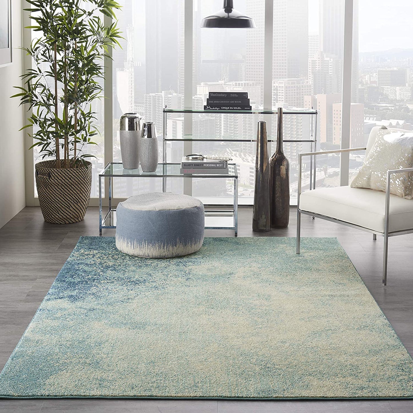 Modern Abstract, Navy/Light Blue,