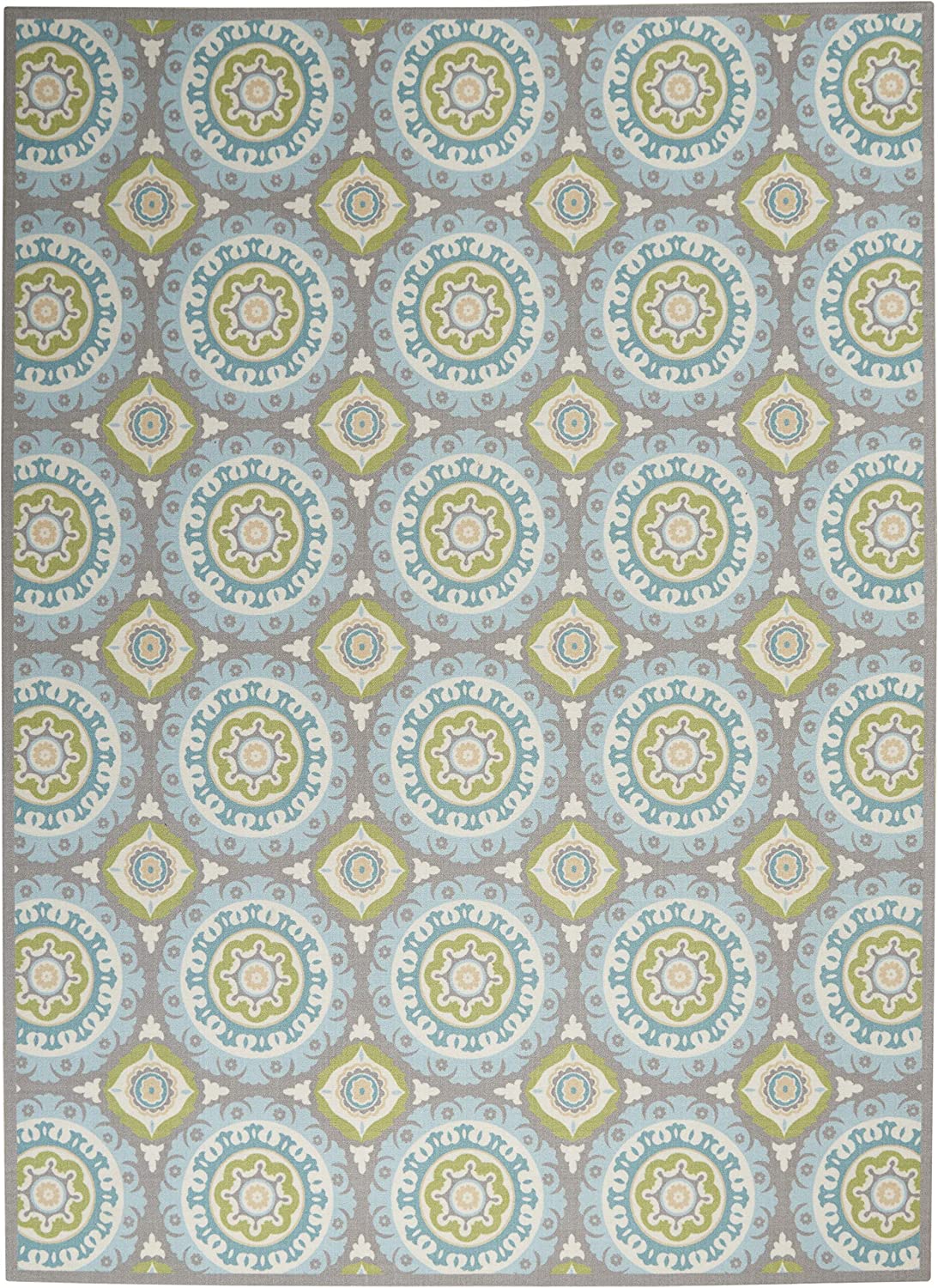 Boho Vibrant Indoor/Outdoor Aqua Olive Area Rug