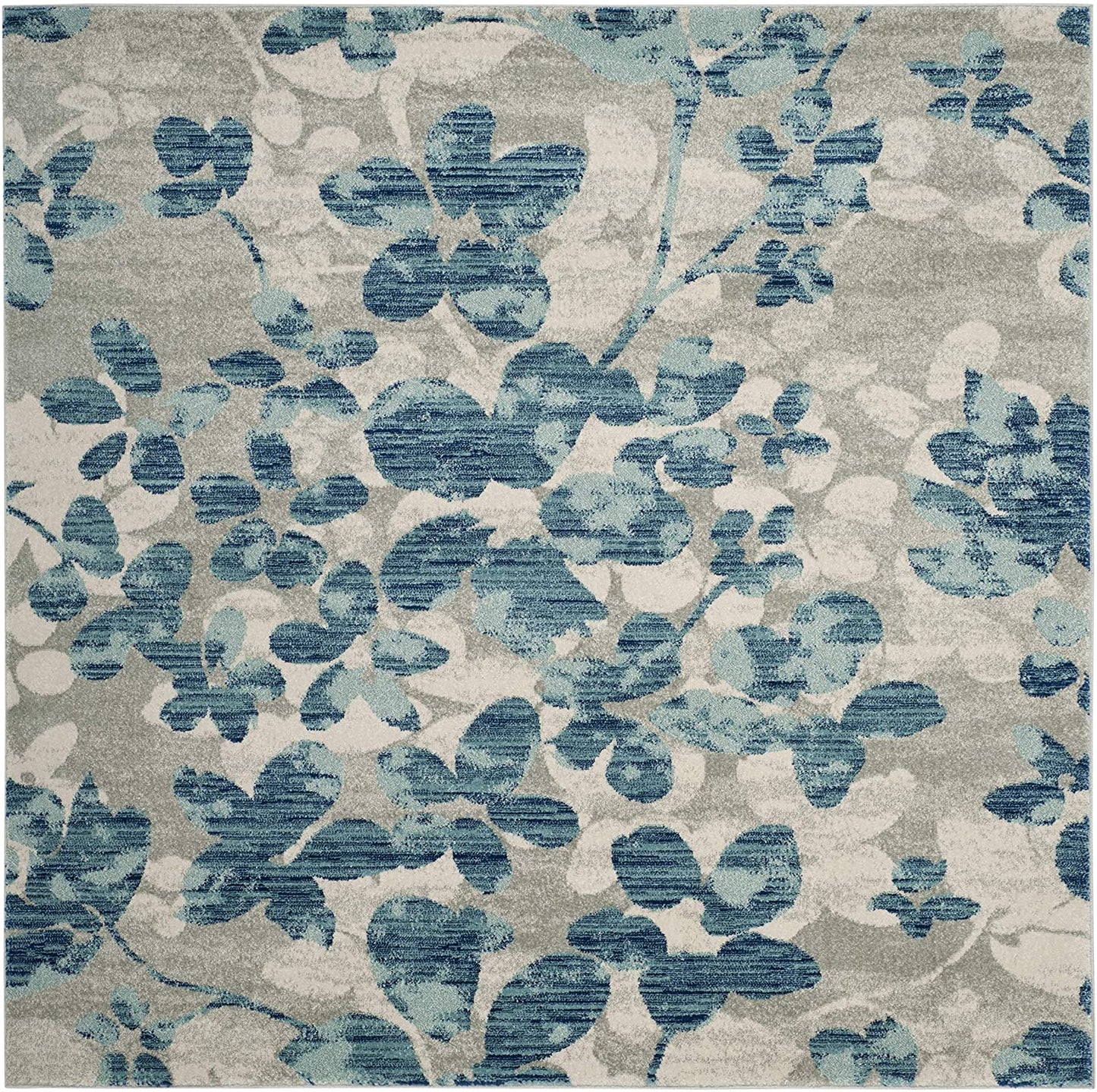 Vintage Floral Grey Blue Soft Area Rug