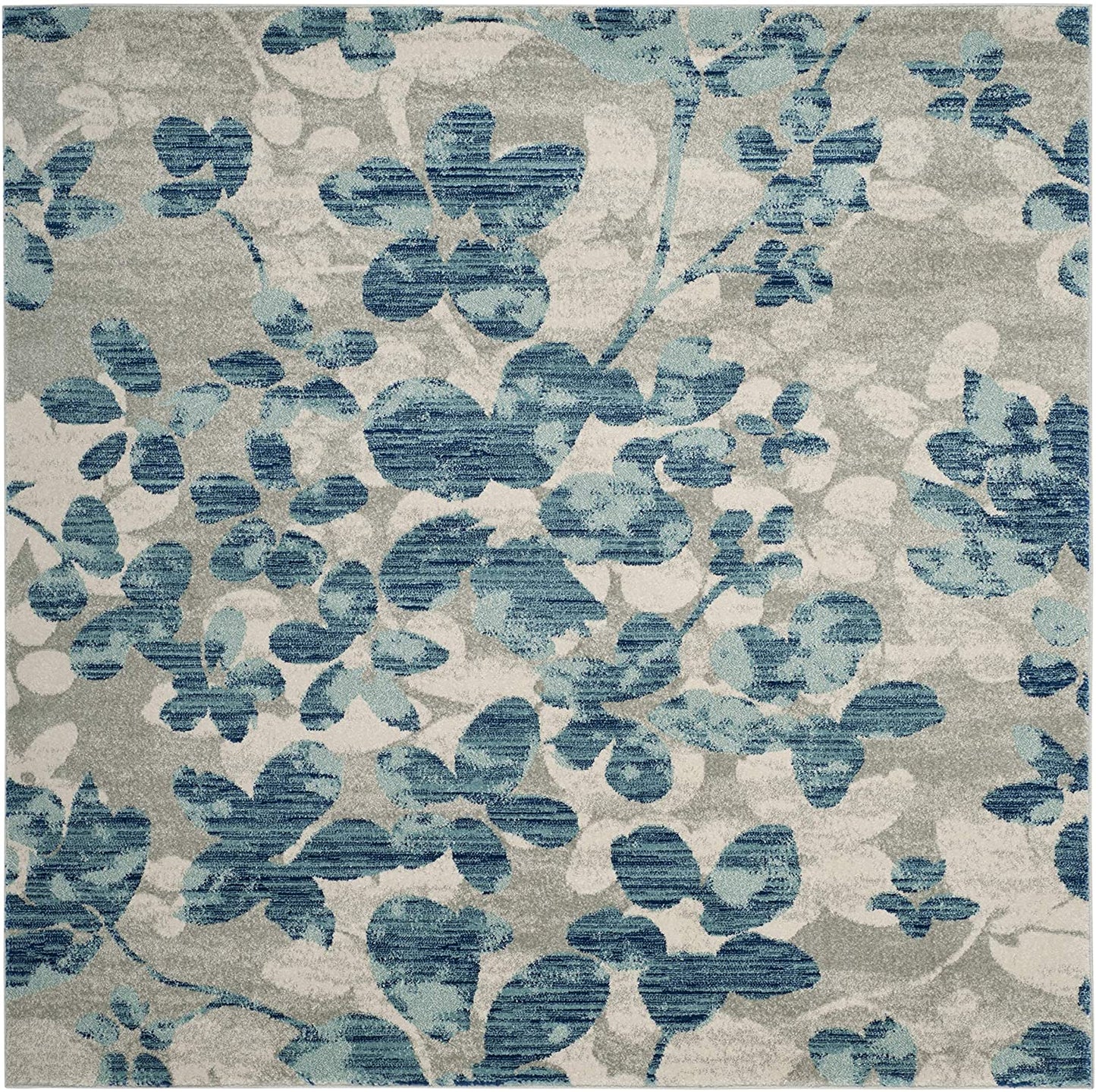 Vintage Floral Grey and Light Blue Soft Area Rug