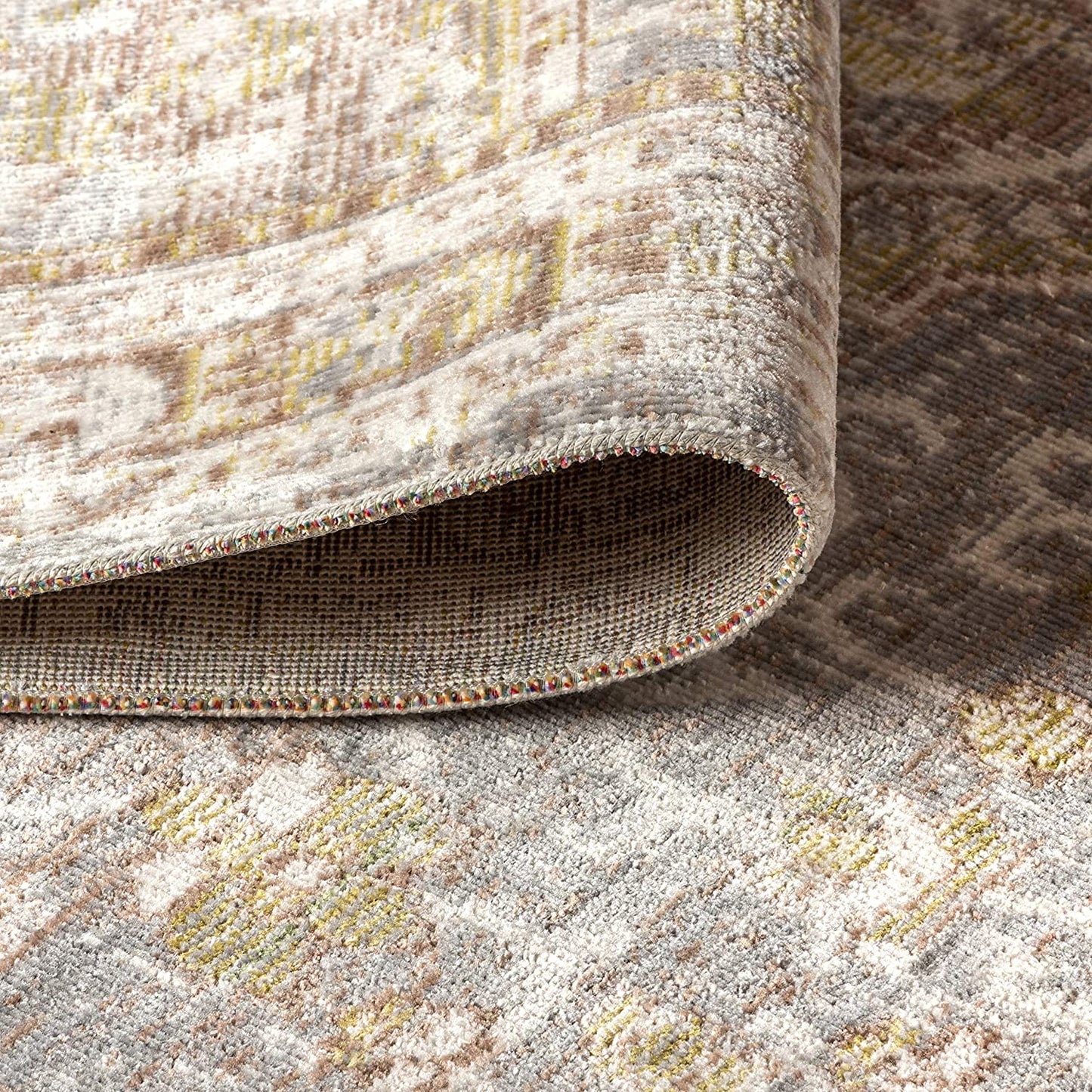 Petras Modern Ornate Medallion Area Rug, Gray/Brown