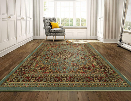 Persian Oriental Design Sage Green Non-Skid Area Rugs