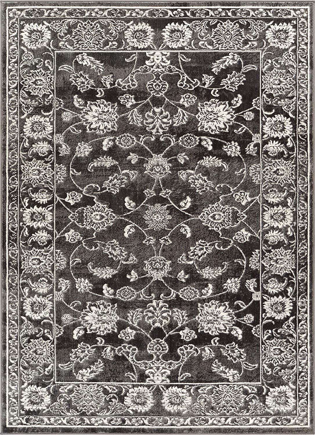 Modern Distressed Persian Design Grey Ivory Area Rug