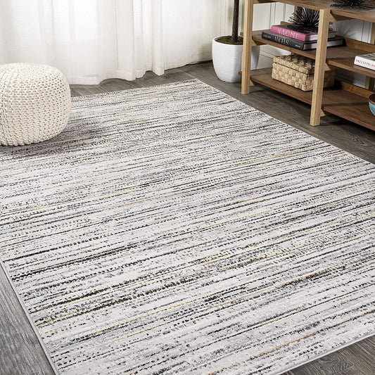 Loom Modern Strie Gray/Black . Soft Area Rug