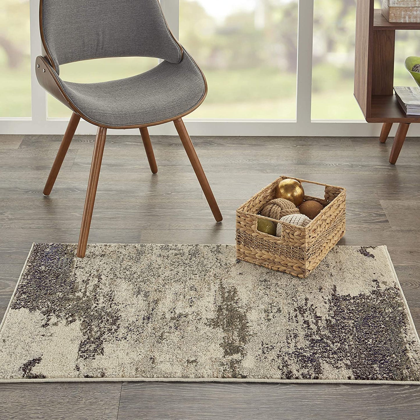 Modern Area Rug,  Ivory/Grey