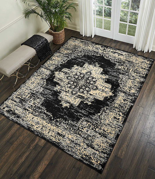 Black Distressed Persian Area Rugs