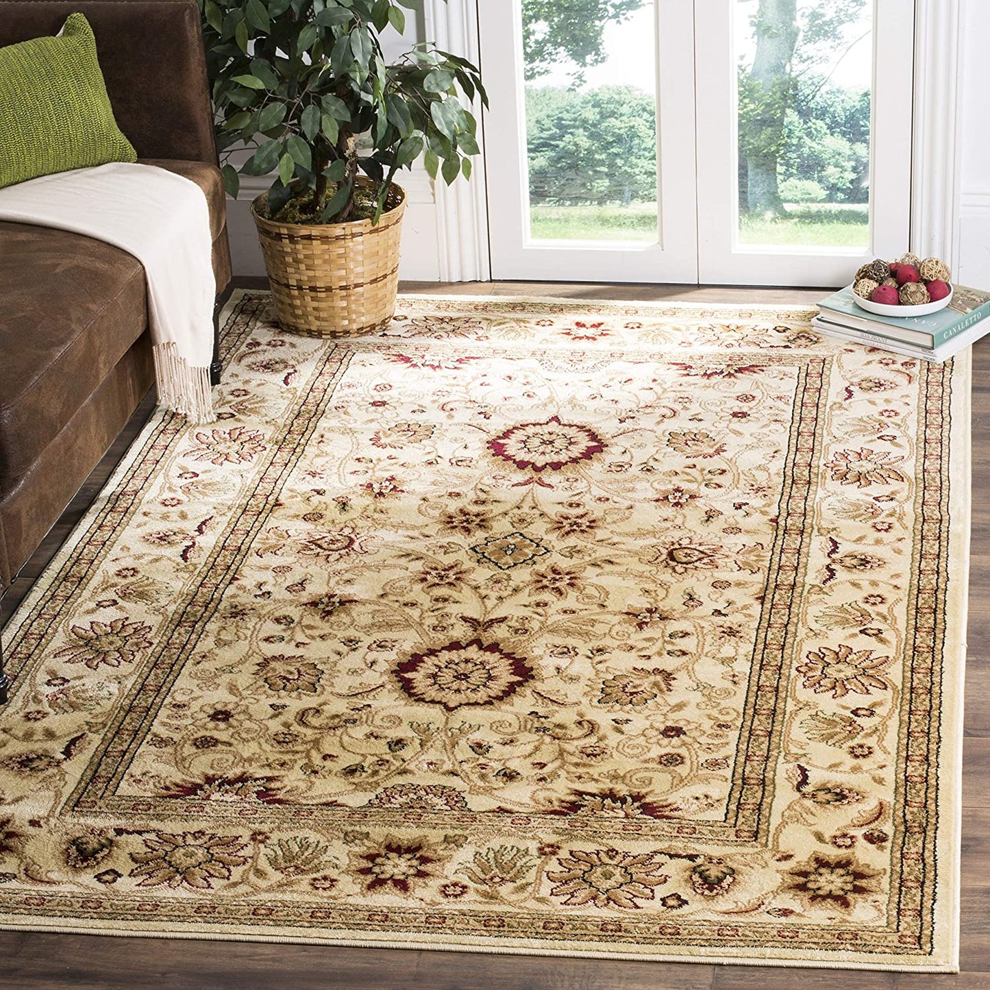 Premium Lyndhurst Traditional Oriental Ivory Red Soft Area Rug