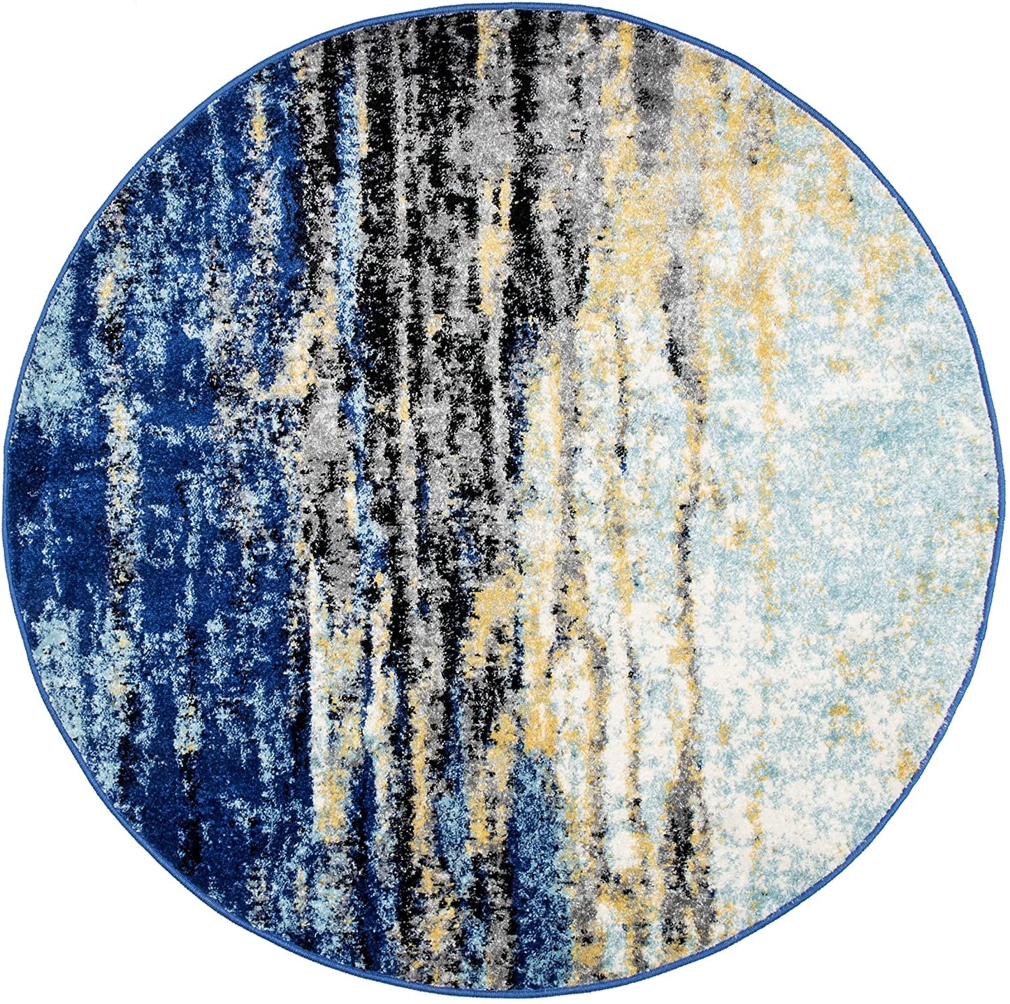 Waterfall Vintage Abstract Blue Grey Soft Area Rug - Multiple sizes available