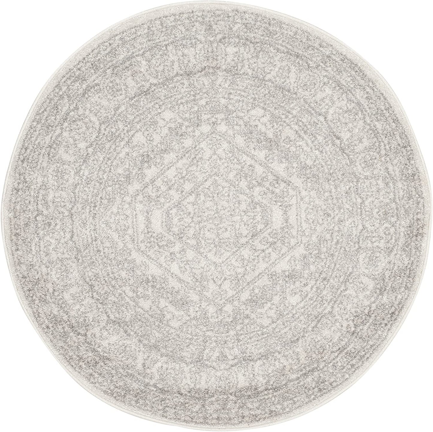 Oriental Vintage Distressed Medallion Ivory/Silver Soft Area Rug