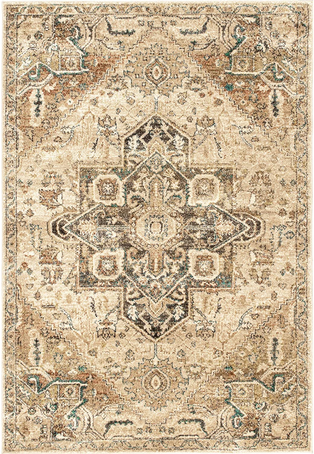 Tabetha Tribal Medallion Area Rug, Tan