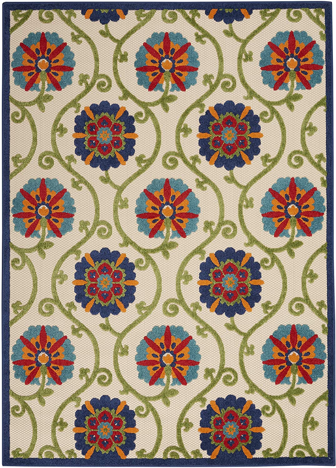 Aloha Blue Multi-color Indoor Outdoor Area Rug