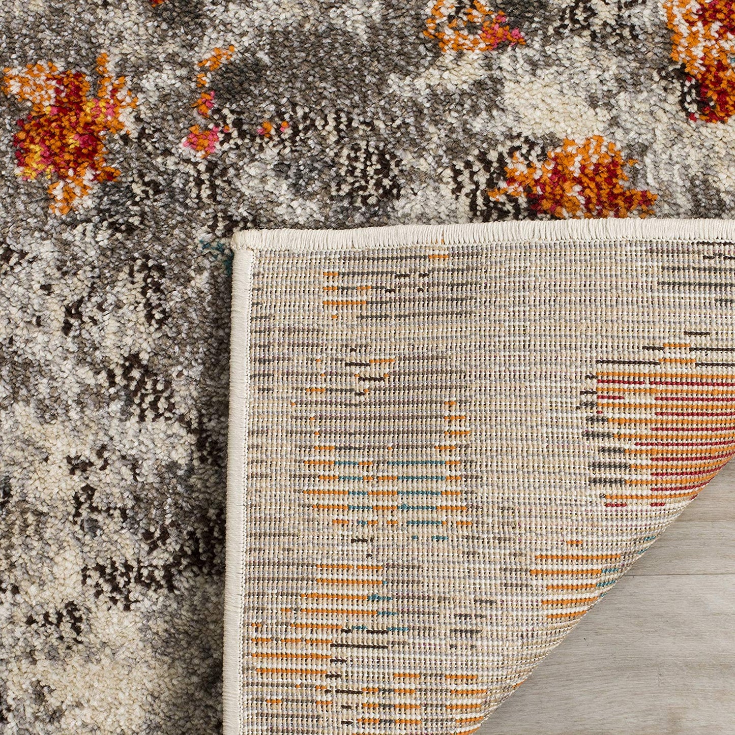 Abstract Grey Orange Soft Area Rug