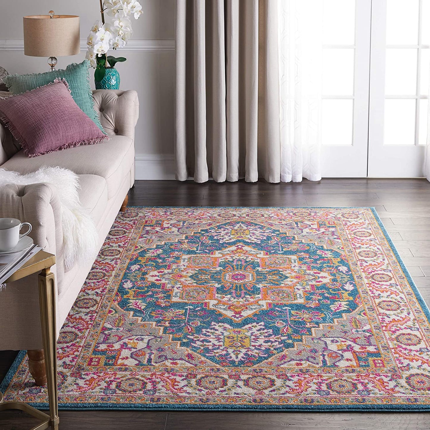 Persian Colorful Teal Multicolor Area Rug