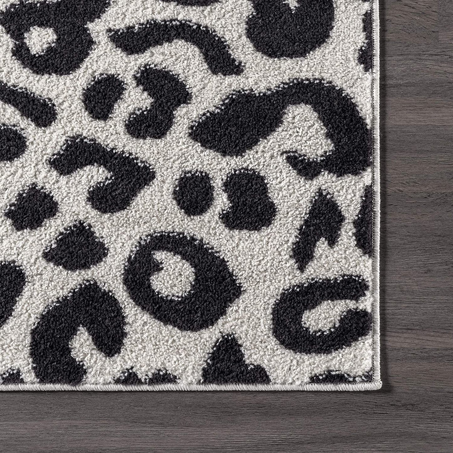 Print Leopard Dark Grey Soft Area Rug