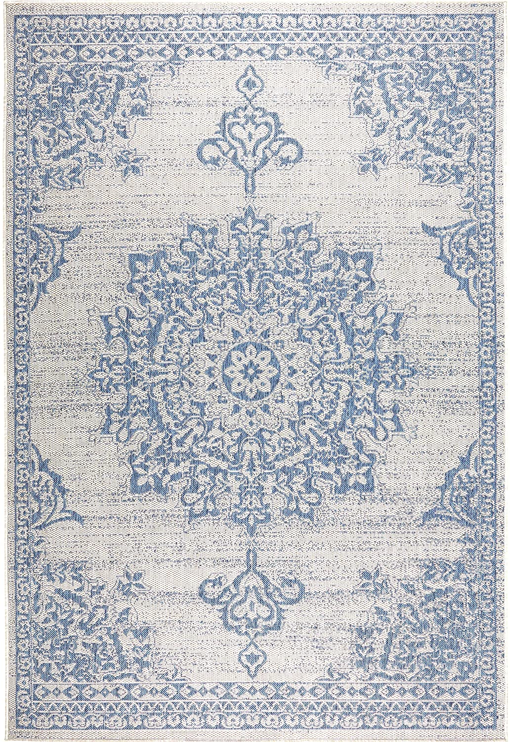 Blue Grey Indoor/Outdoor Area Rug - UV/Weather Resistant