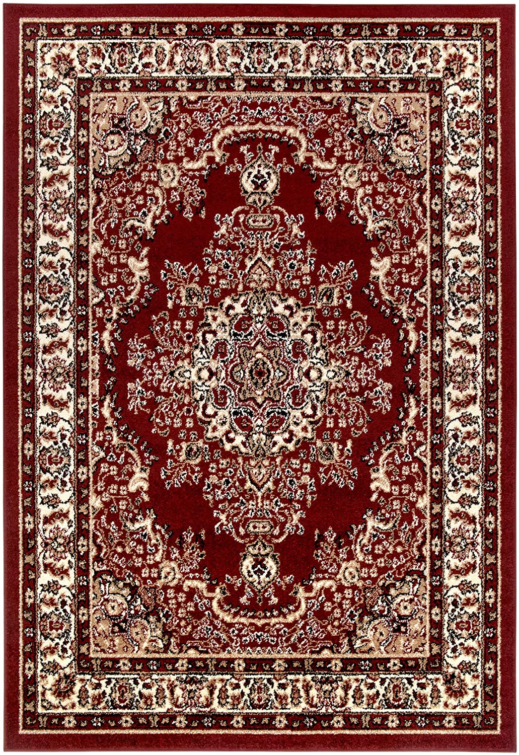 Siesta Collection Traditional Oriental Indoor Area Rug Maroon/Beige