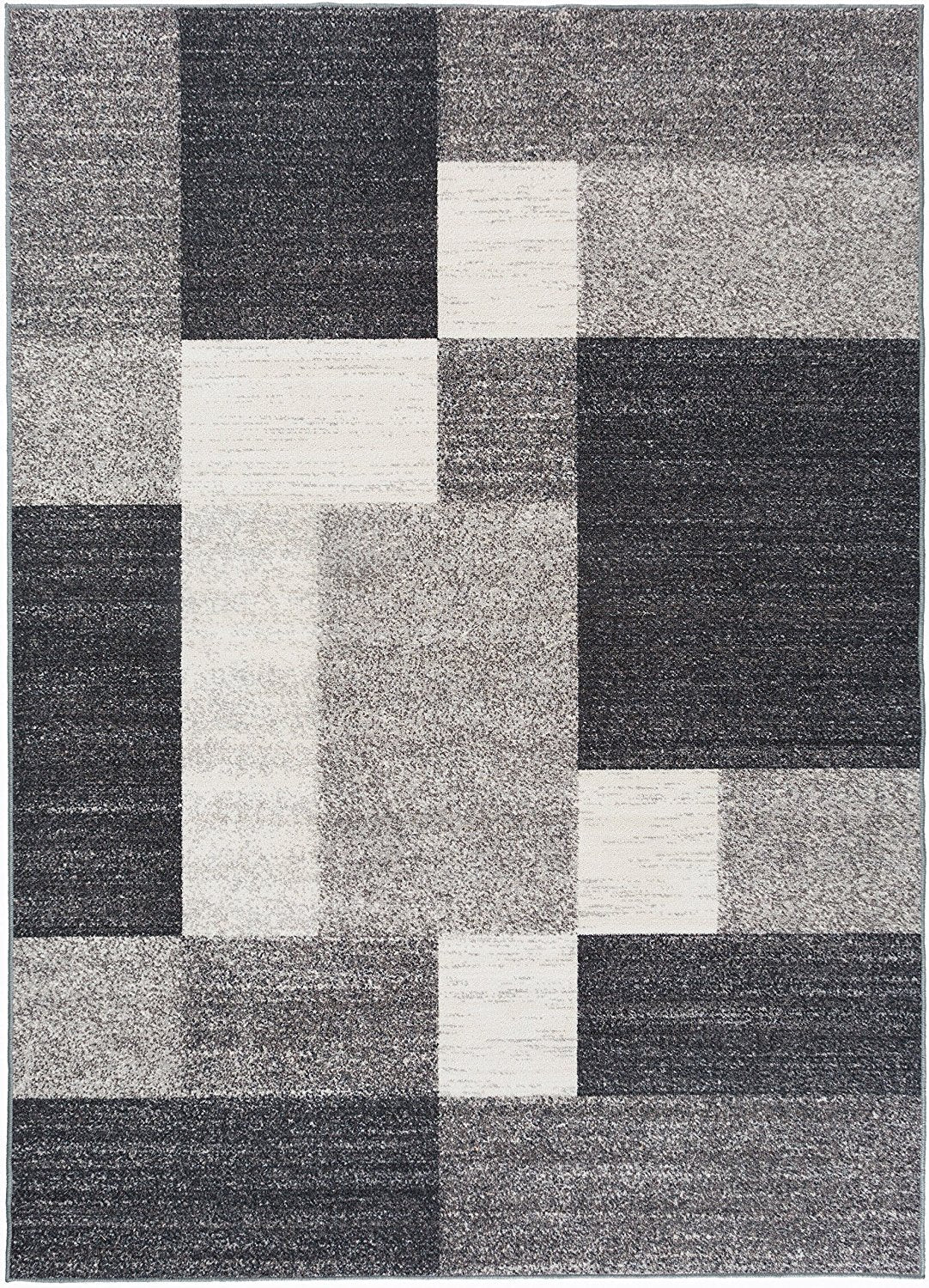 Box Pattern Gray/Grey Area Rug Non-Slip Non Skid
