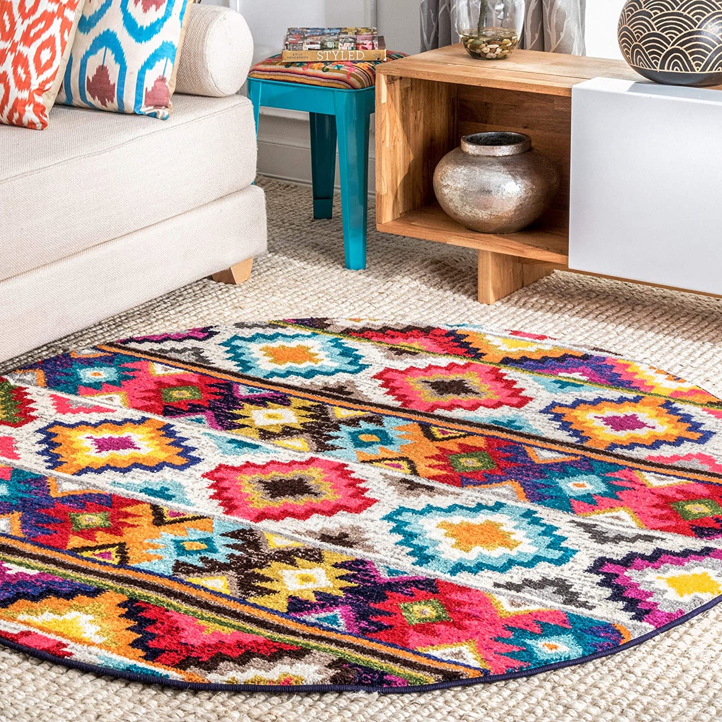 Ritzy Contemporary Retro Area Rug,  Multi
