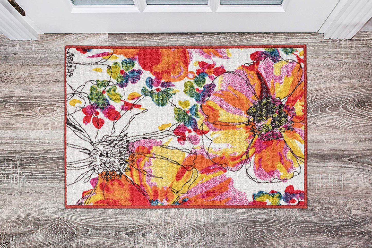 Vibrant Floral Area Rug Non-Slip/ No Skid