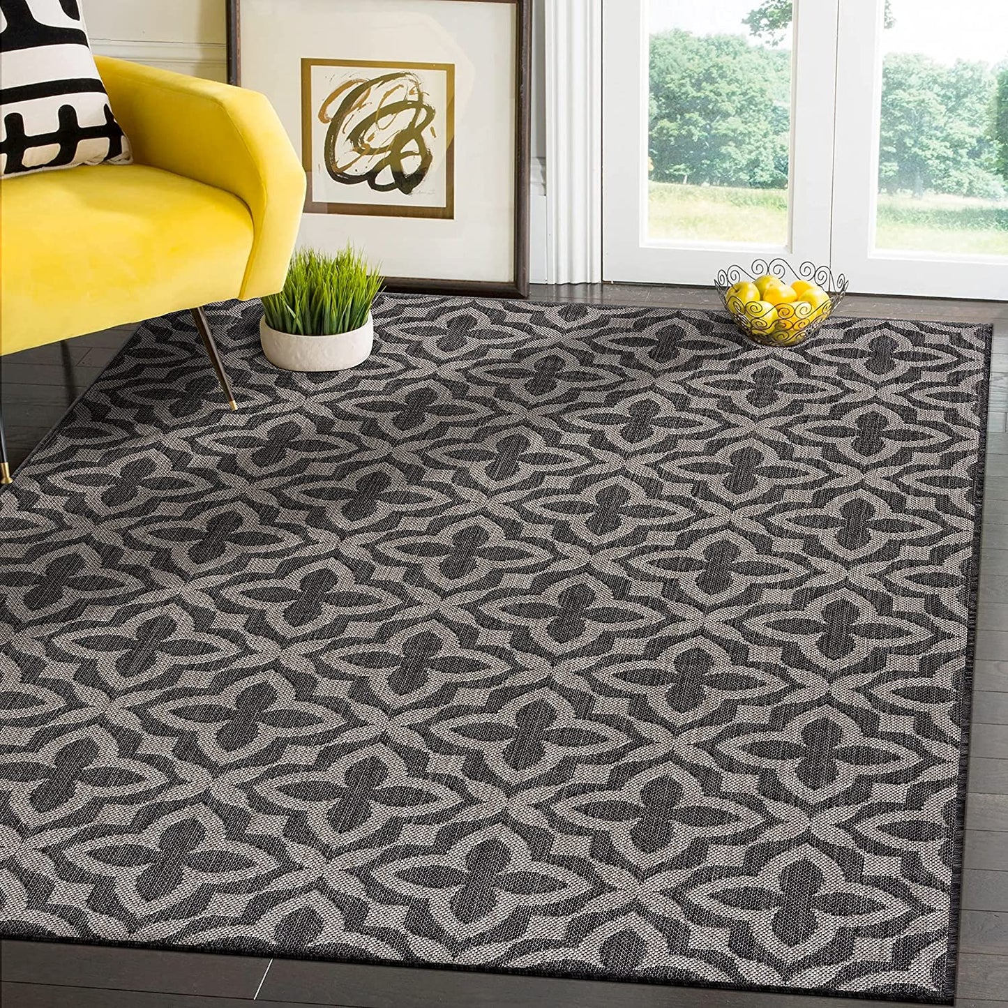 Tribal Area Rugs for Indoor Outdoor Moroccan Dark Grey / Light Grey