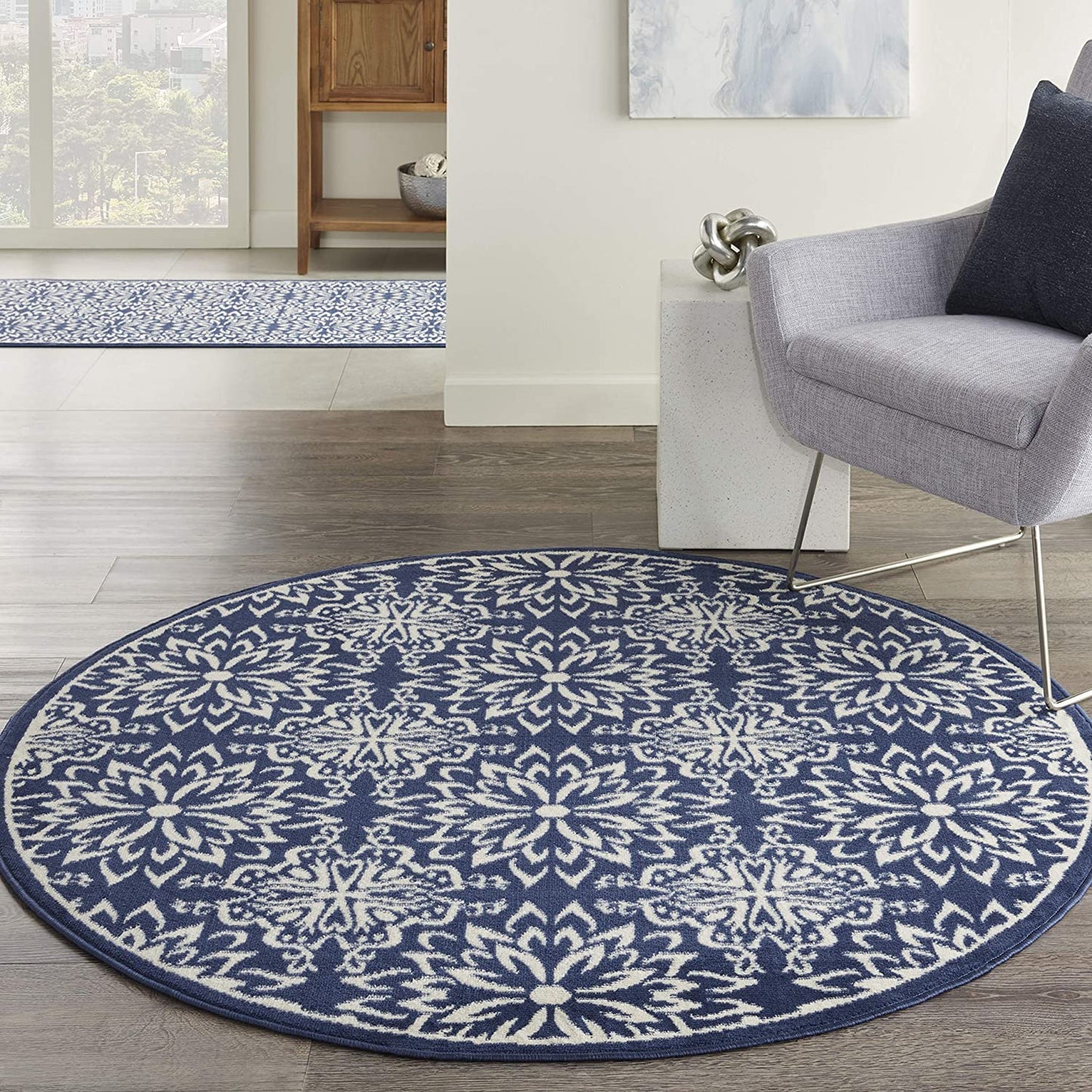 Navy Ivory Transitional Area Rug