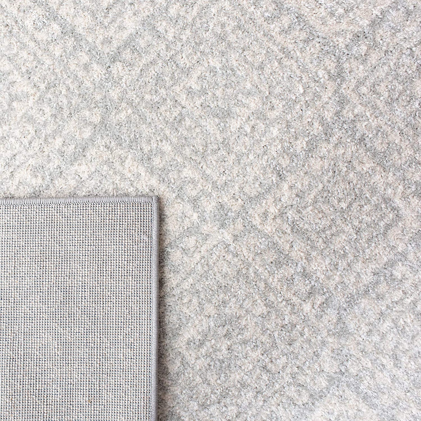 Moroccan Boho Distressed  Area Rug Light Grey / Ivory