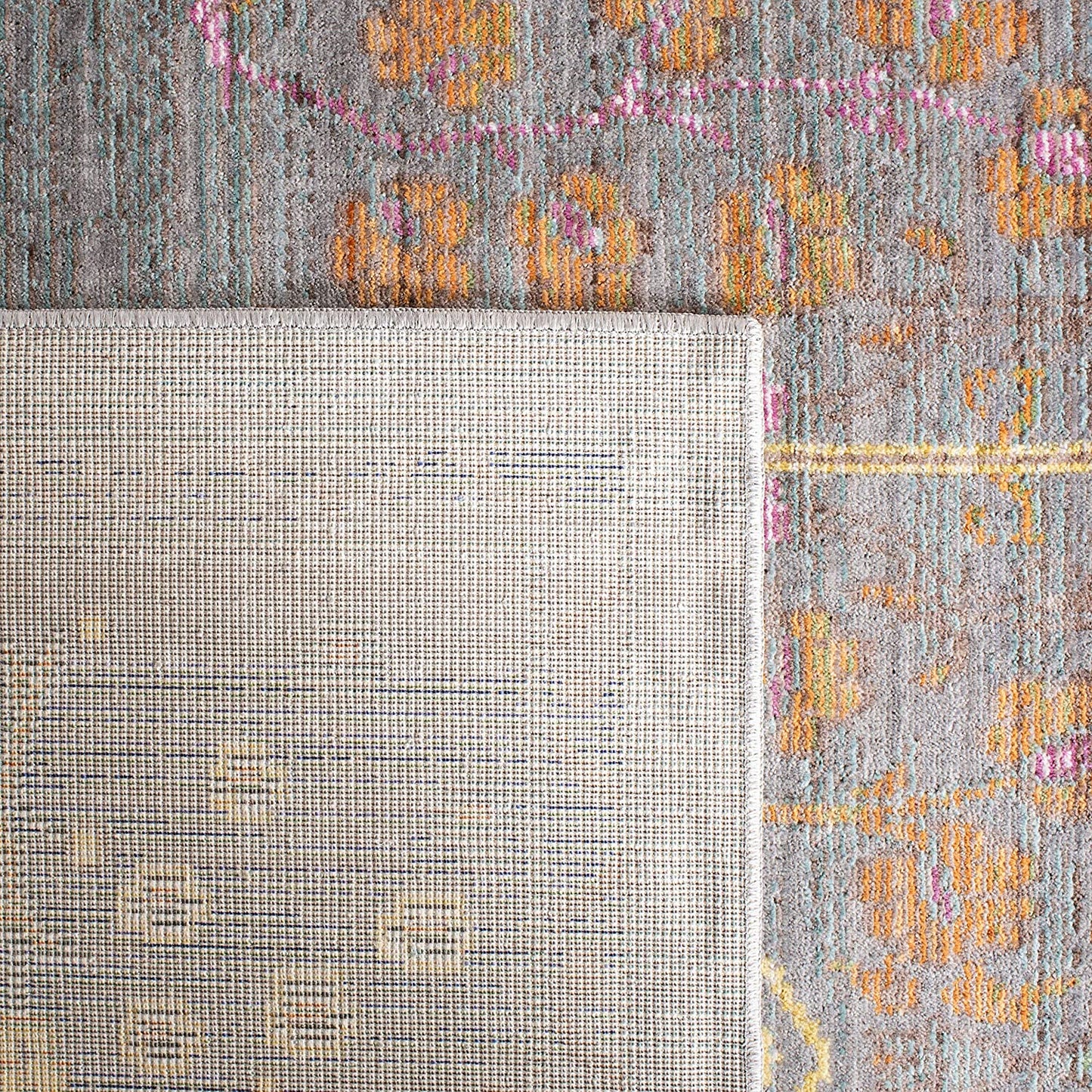 Boho Chic Distressed Area Rug Grey / Multi