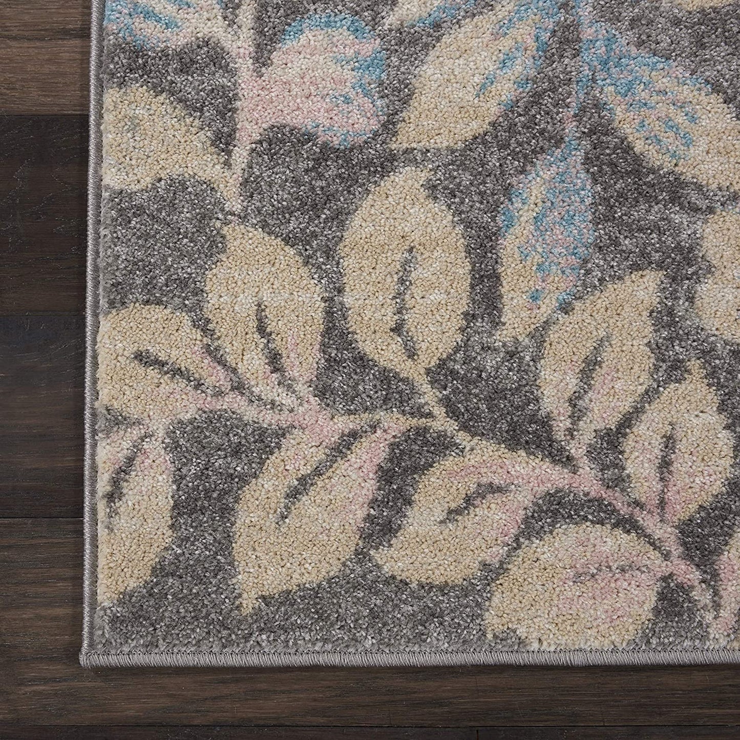 Tranquil Contemporary Botanical Grey/Beige Soft Area Rug