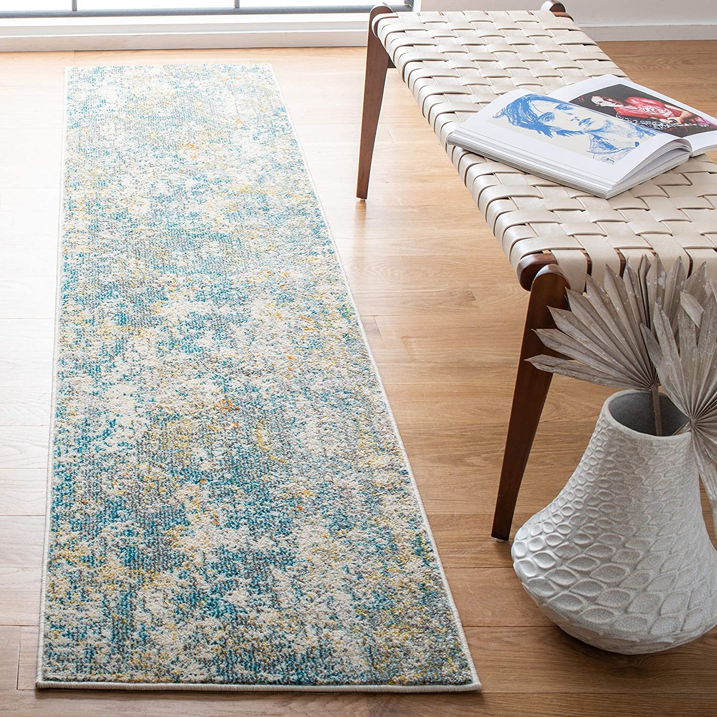 Safavieh Madison Collection Modern Abstract Ivory / Teal