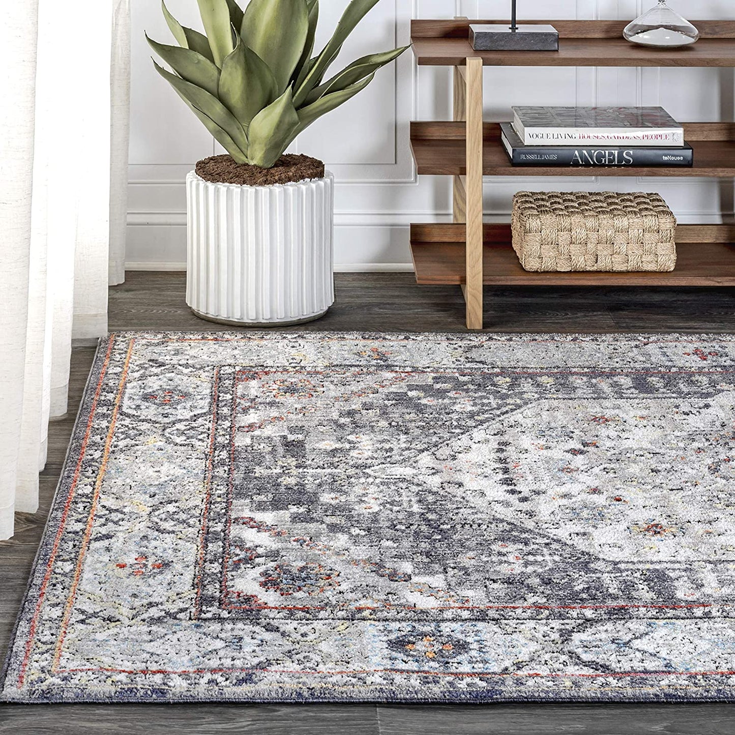 Kesan Vintage Medallion Blue Soft Area Rug