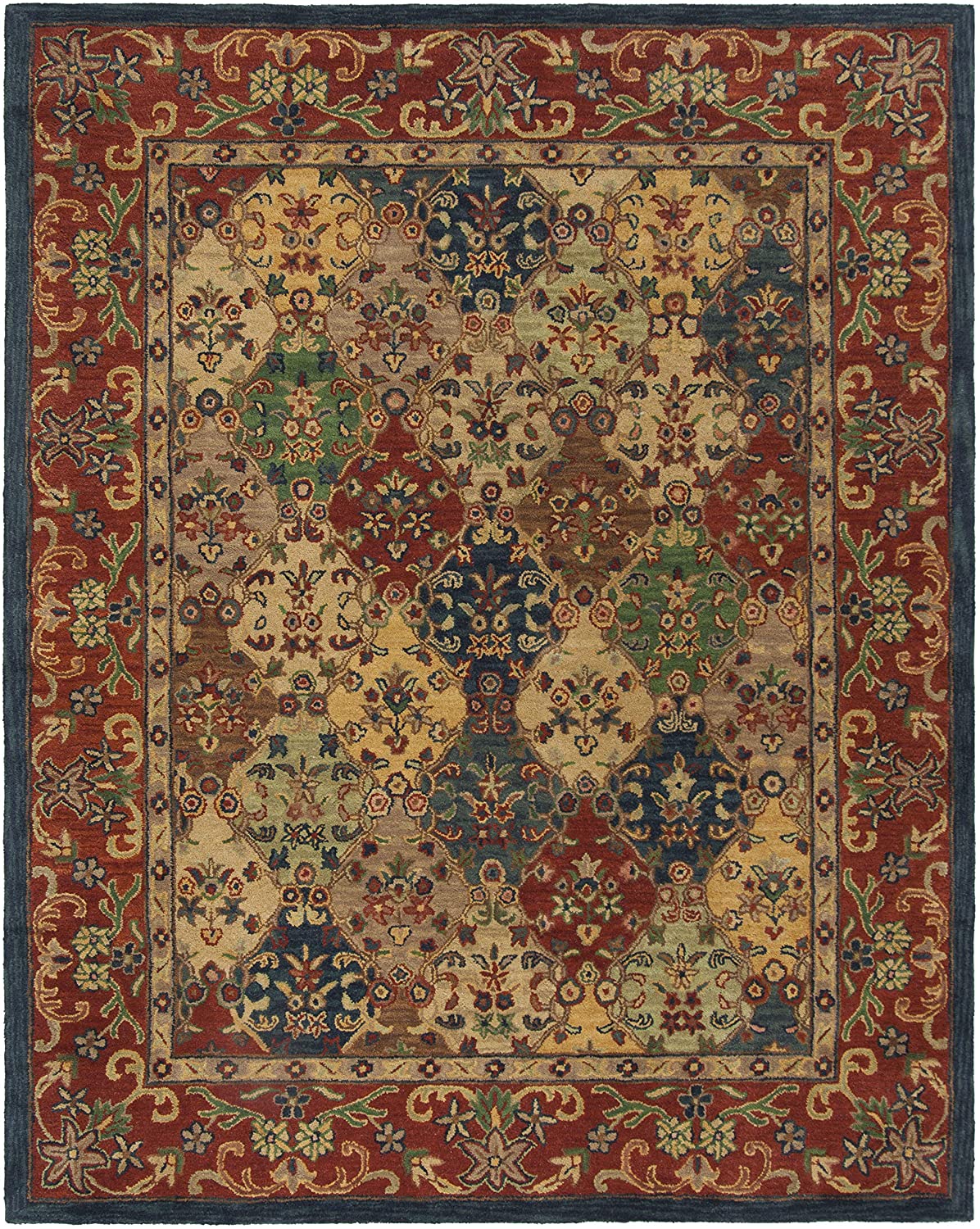 Handmade Traditional Oriental Premium Wool Area Rug, Beige / Burgundy