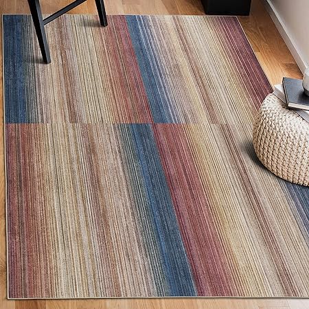 Non-Shed - Eco-Friendly, Machine Washable Rug - Stain Resistant, Made from Premium Recycled Fibers - Abstract Contemporary - Blue, 2'6" x 6'