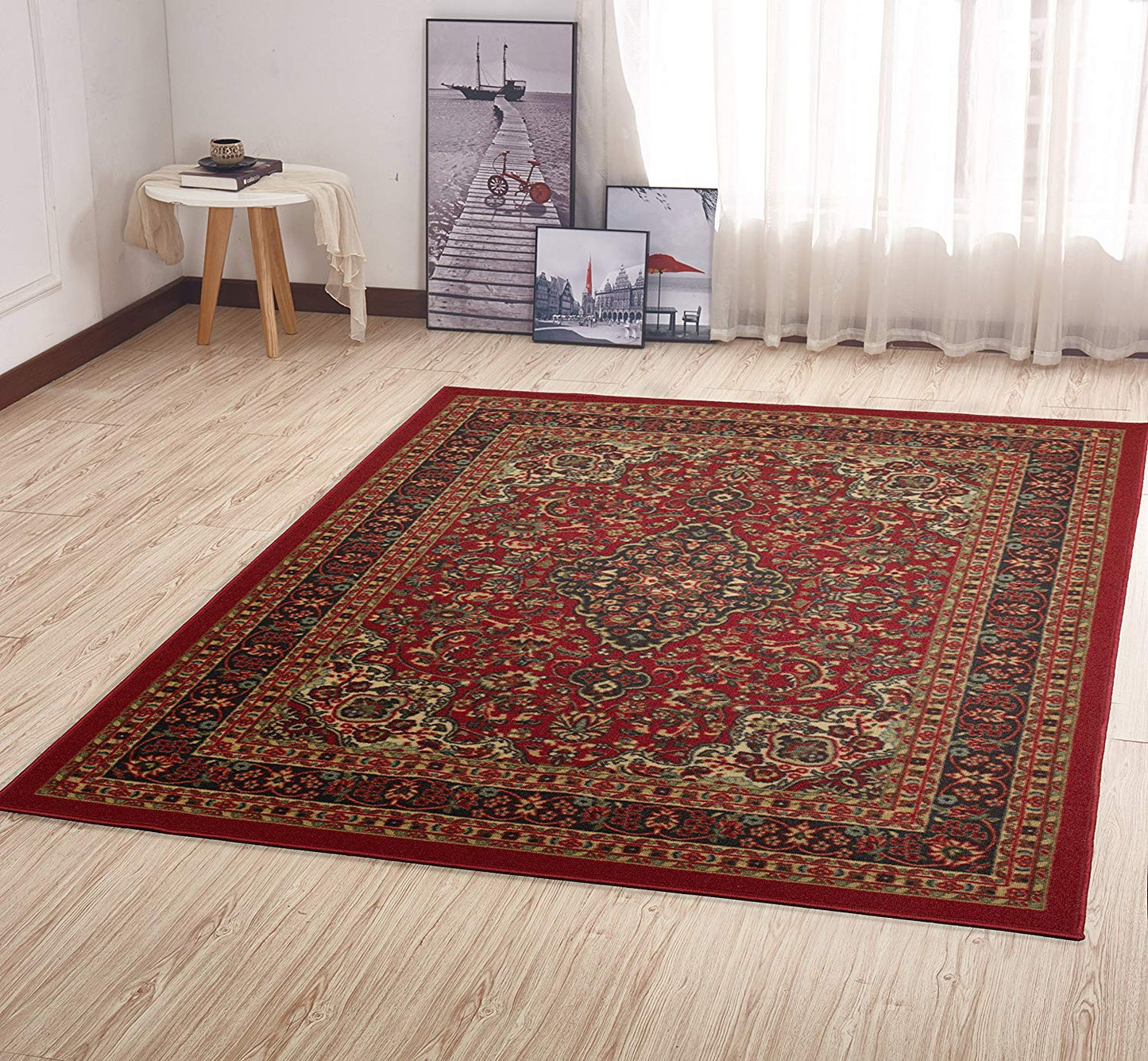 Persian Oriental Design Red Non-Skid Area Rugs