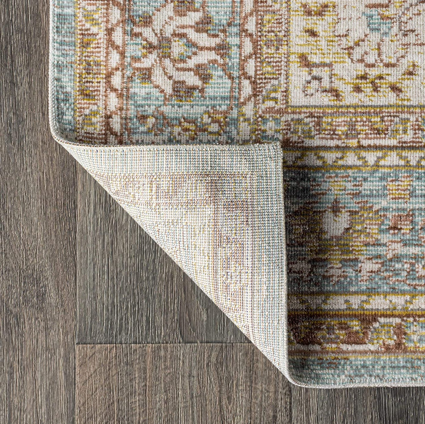 Khilana Floral Medallion Runner Rug, Chambray Blue/Ivory