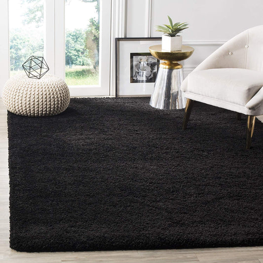 Black Soft Plush Shag Area Rug