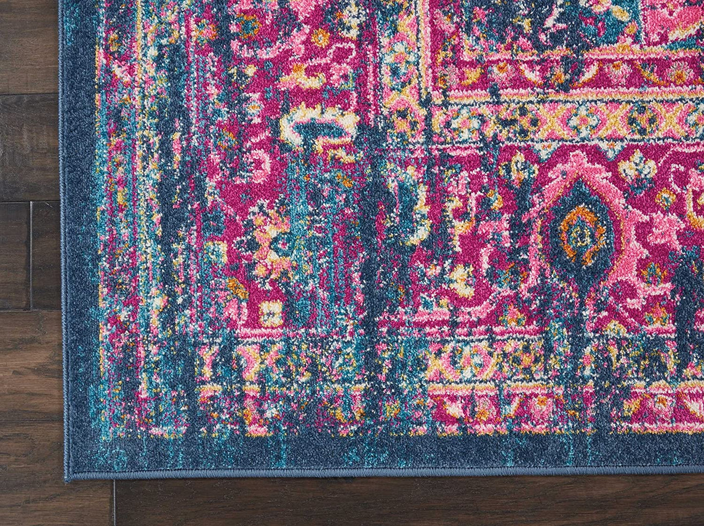 Passion Blue Fuchsia Boho Soft Area Rug