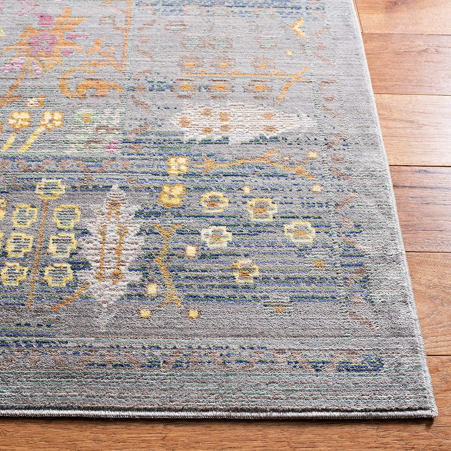 Boho Chic Distressed Area Rug Grey / Multi
