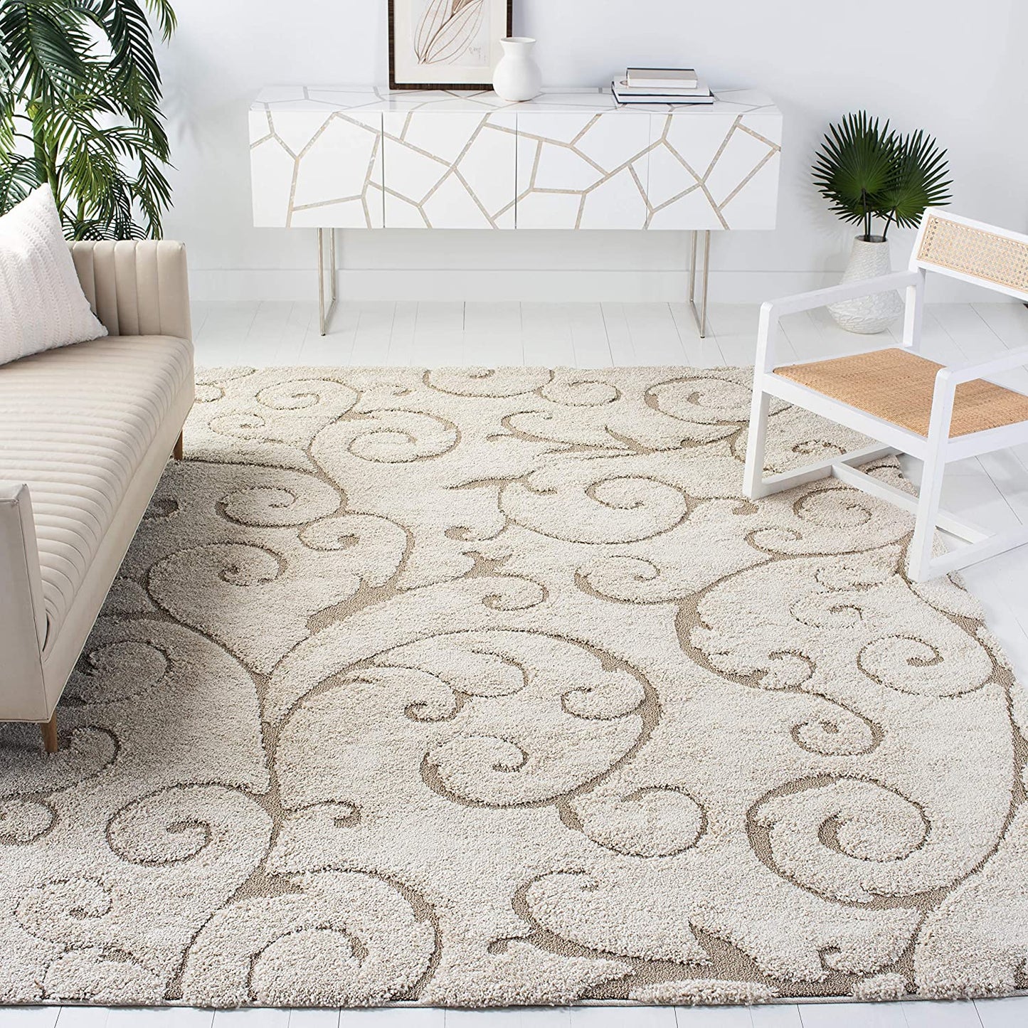 Premium Swirl Thick Plush Cream/Beige   Area Shag Rug