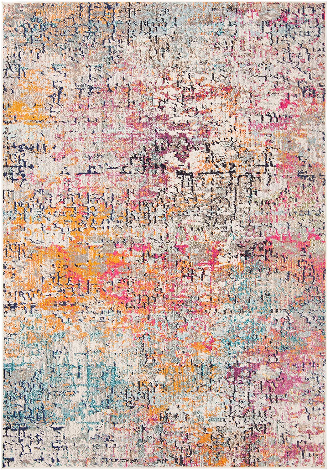 Modern Contemporary Abstract Area Rug, Grey/Pink