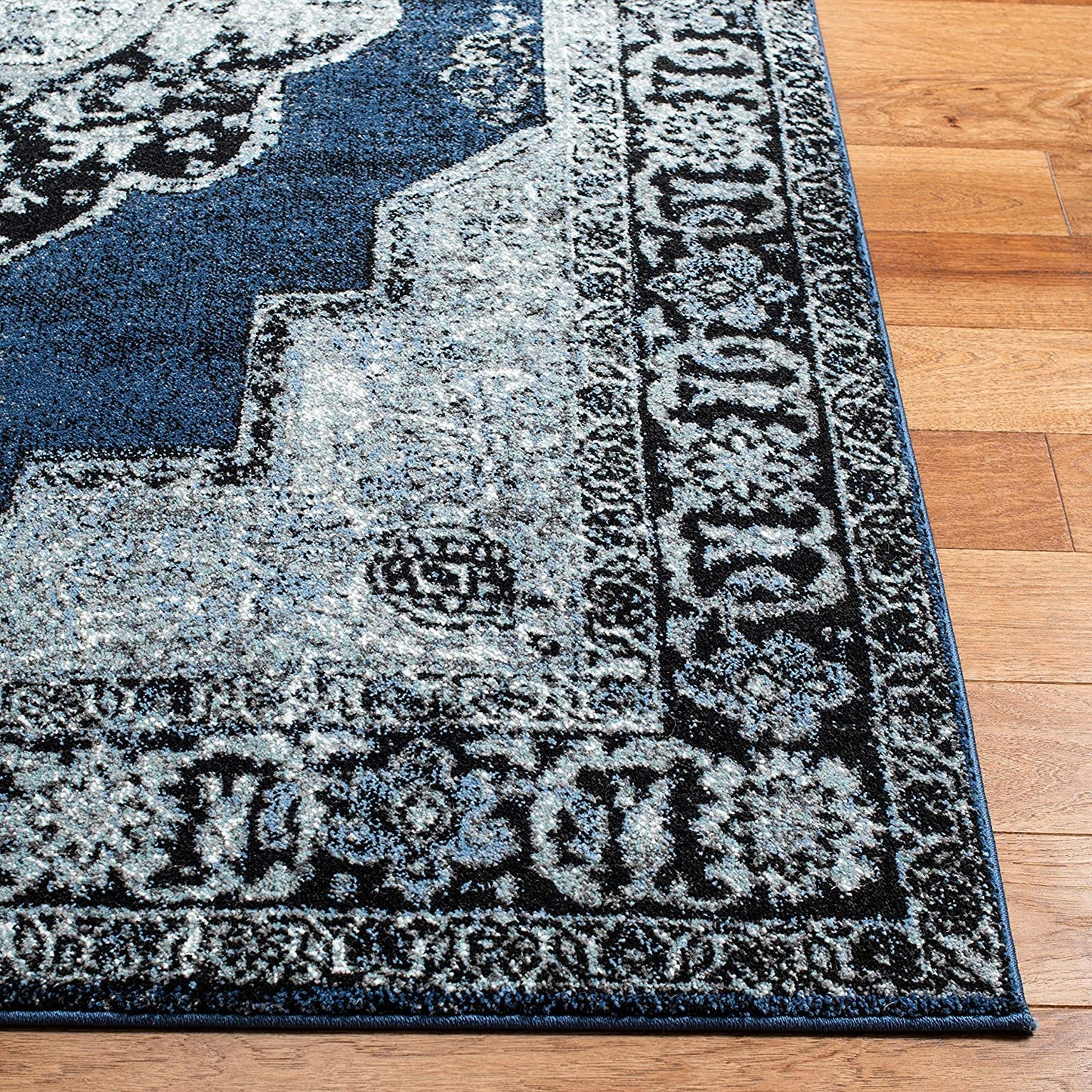 Oriental Persian Distressed Area Rug, Blue/Grey